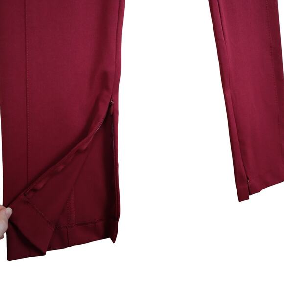 Ann Taylor Womens High Rise Ponte Pant Size 4 Dark Red Merlot Zip Ankle Career - Picture 3 of 13